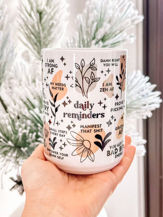 “Daily Reminders” ceramic mug